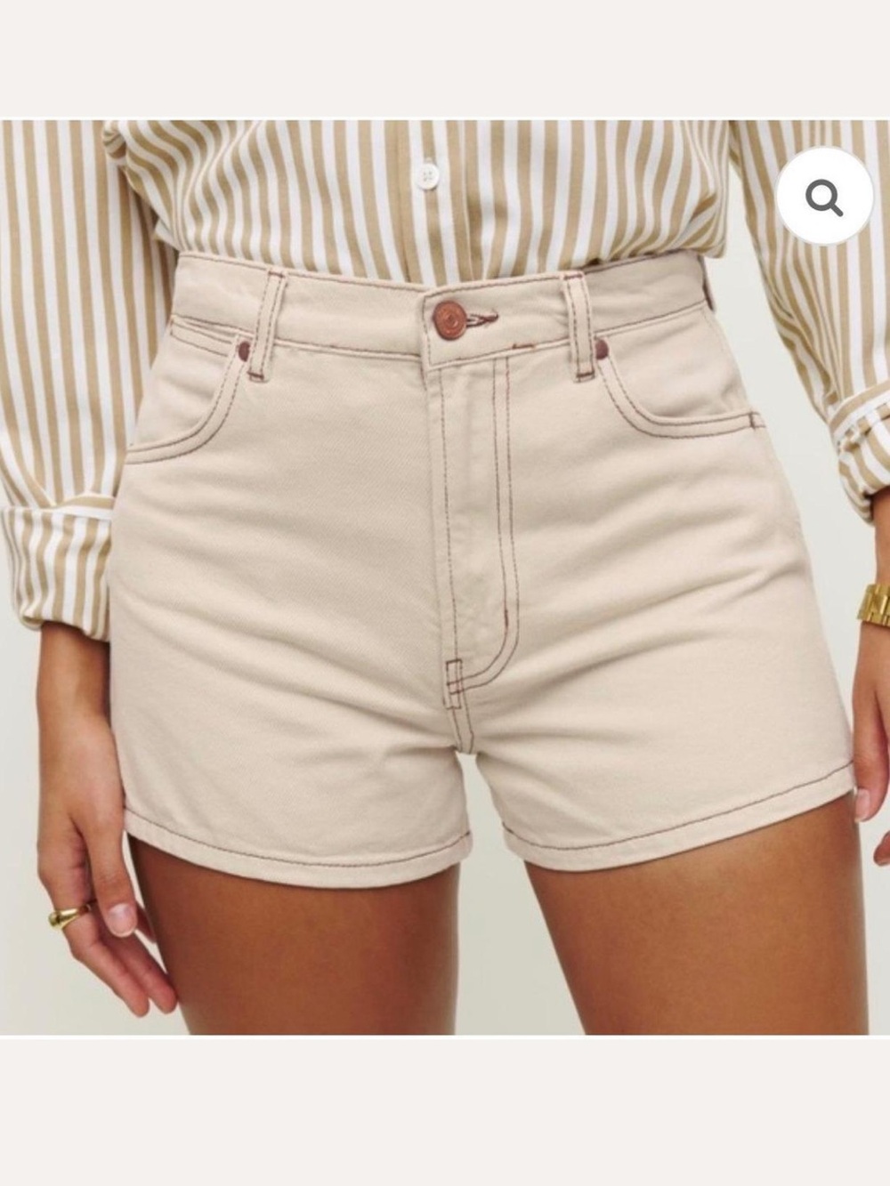 Reformation Cream Cowboy High Rise Jean Shorts Size 29